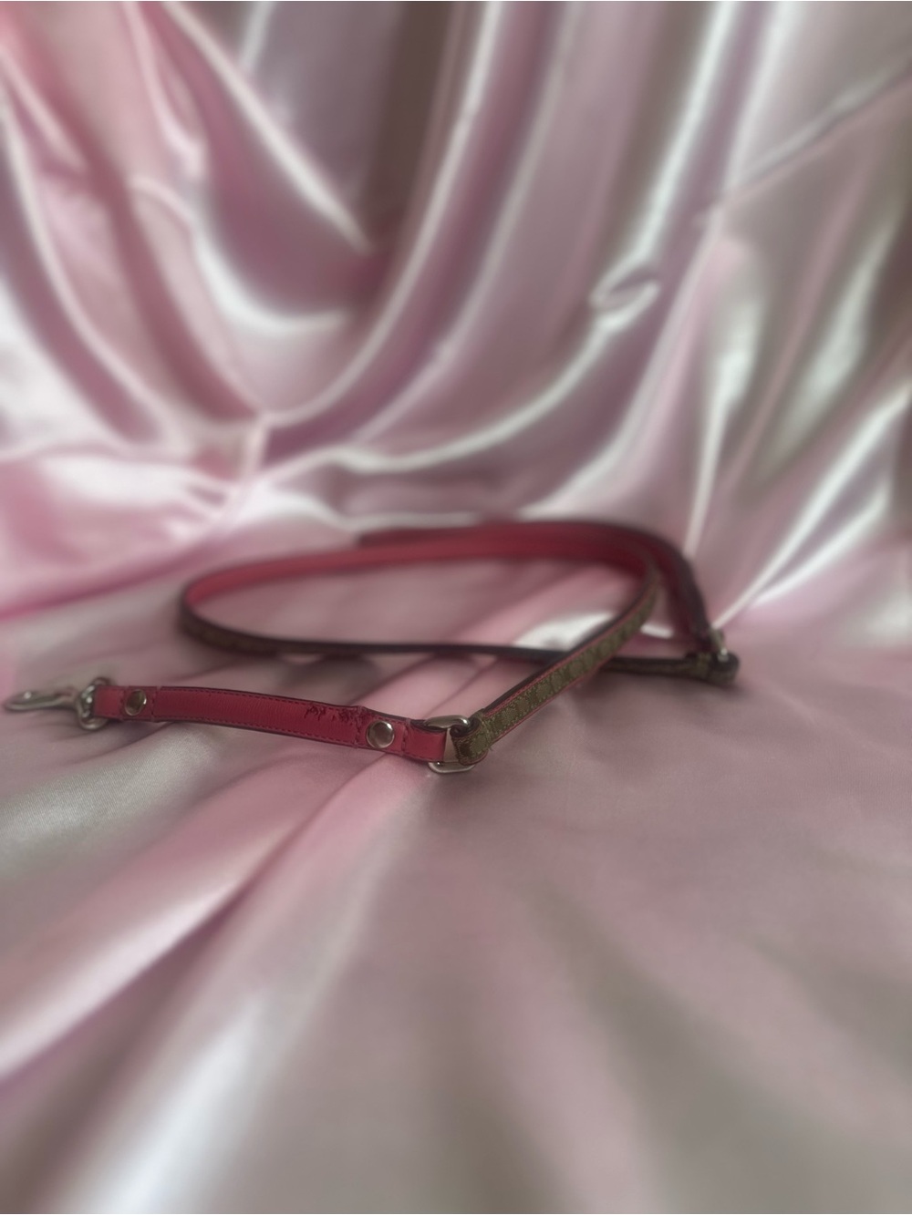 Coach Pink Leather Dog Leash with Signature Trim